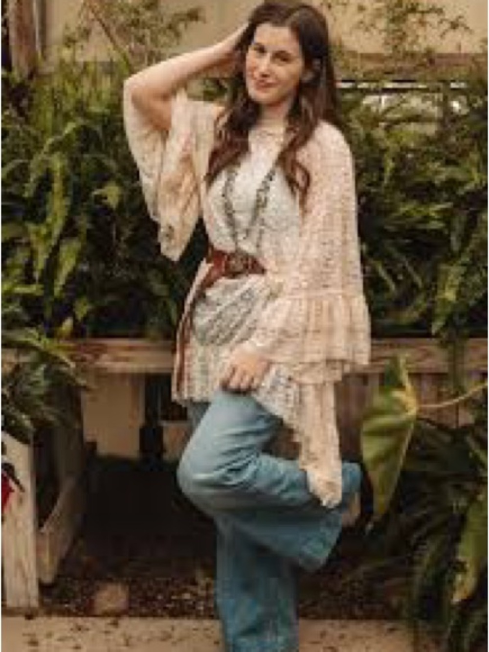 Sweetkarma Floral Lace Overlay Tunic Dress Top size Large